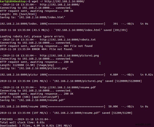 Pythonの組み込みHTTPサーバーを使用したファイルの転送 