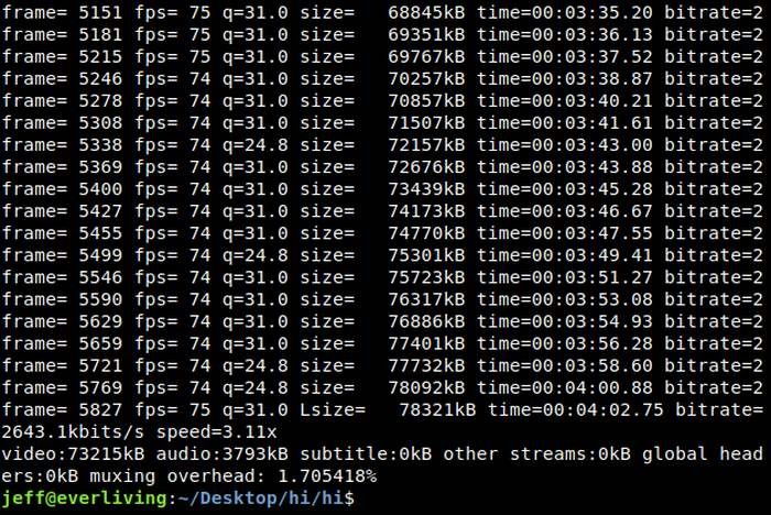 LinuxターミナルからFFMPEGを使用してビデオファイルサイズを縮小する方法 