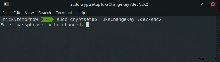 LUKS暗号化パスフレーズを変更する方法 