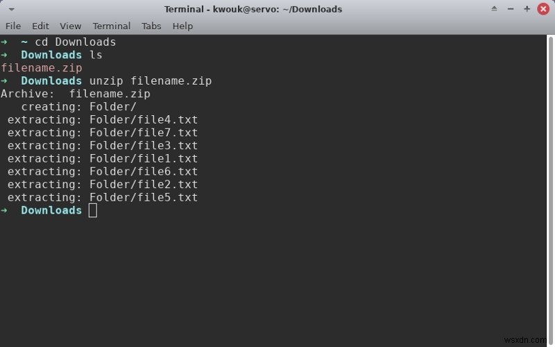 LinuxでZipファイルを抽出する方法 
