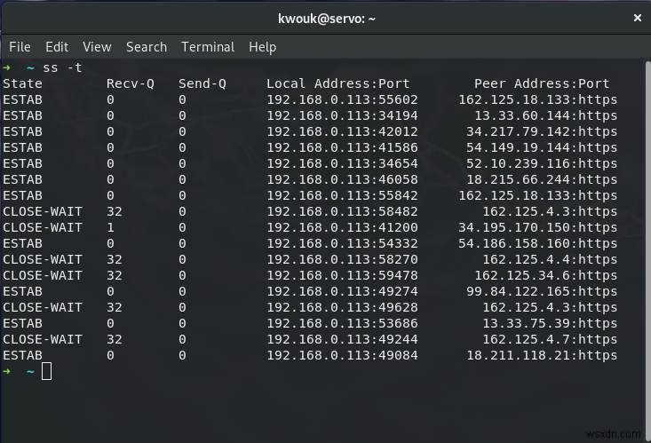 Linuxでssコマンドを使用してネットワーク接続を監視する方法 