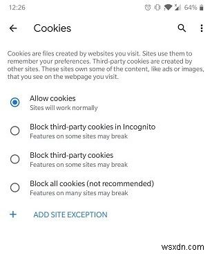 AndroidブラウザでCookieを有効にする方法 