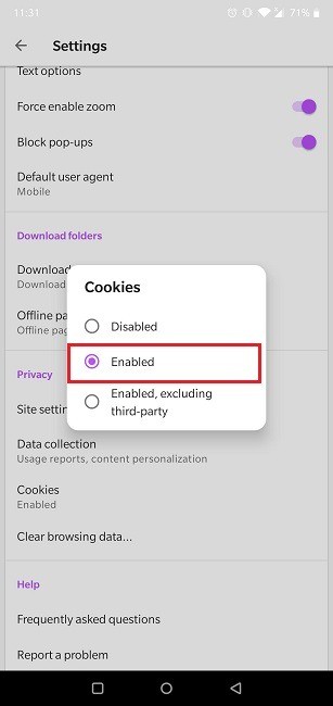 AndroidブラウザでCookieを有効にする方法 