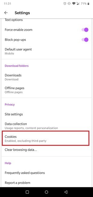 AndroidブラウザでCookieを有効にする方法 