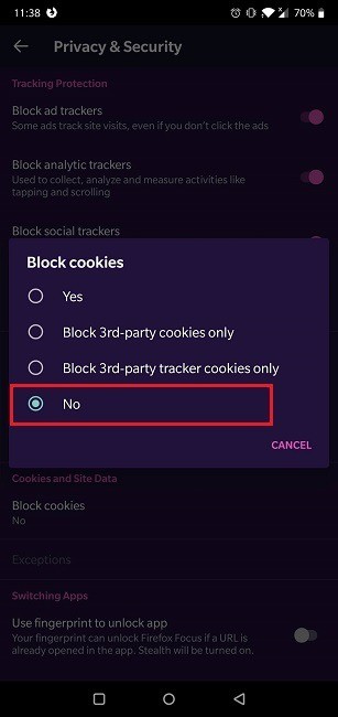 AndroidブラウザでCookieを有効にする方法 