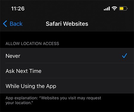 iOS用Safariでカメラ、マイク、位置情報へのアクセスをブロックする方法 