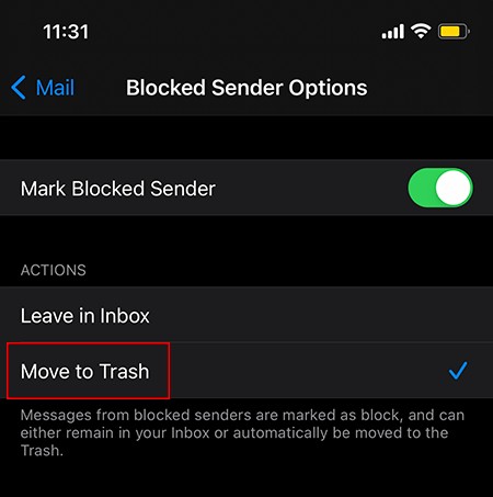 iOSでブロックされた送信者からメールを自動的に削除する方法 