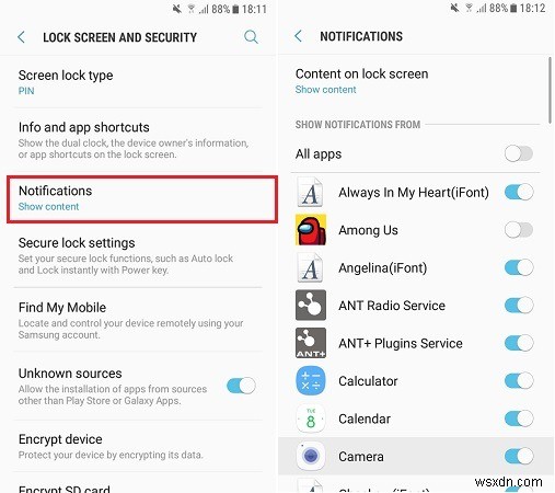 Androidのロック画面で通知を非表示にする方法 
