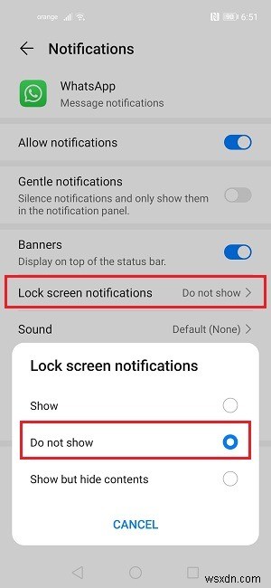 Androidのロック画面で通知を非表示にする方法 