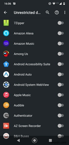 Androidでアプリがモバイルデータを使用しないようにする方法 