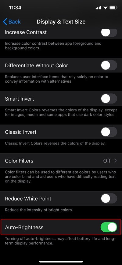 iOSで自動明るさを無効にする方法 