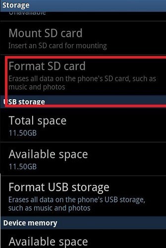 AndroidでSDカードをフォーマットする方法 