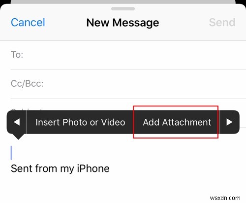 iOSのメールアプリで添付ファイルを追加する方法 