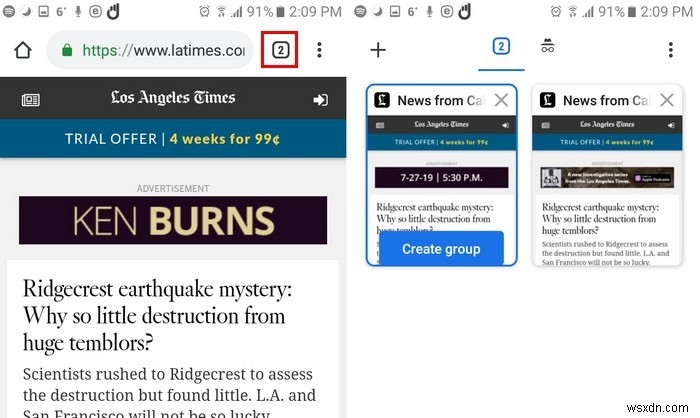 Chromeでタブのグループを作成する方法– Android 
