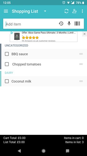 Android用の最高の食料品ショッピングリストアプリの4 