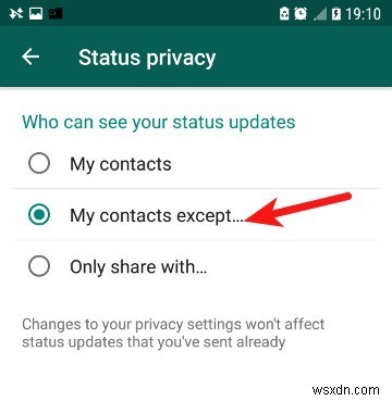 特定の人からWhatsAppステータスの更新を非表示にする方法 