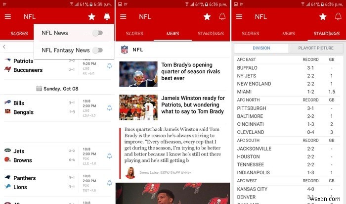 NFLファンのための最高のAndroidアプリの5 