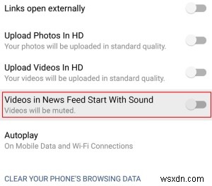Android用Facebookでビデオとサウンドの自動再生を無効にする方法 