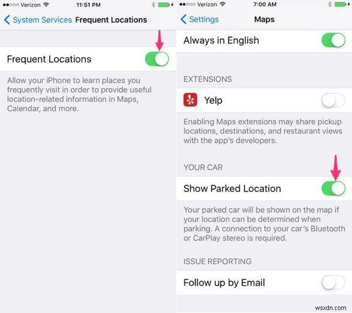 iOS10で車を駐車した場所を見つける方法 