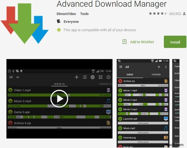 Android用の最高のダウンロードマネージャーの4 