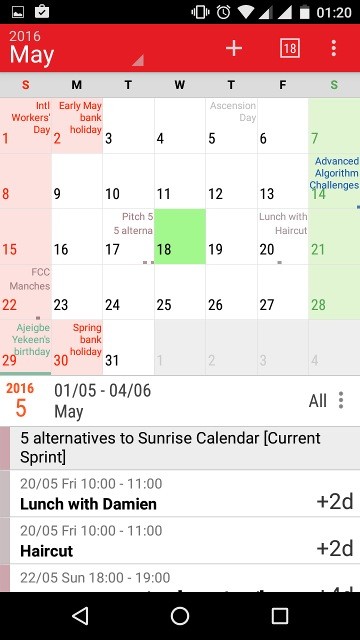 Android用サンライズカレンダーの5つの選択肢 