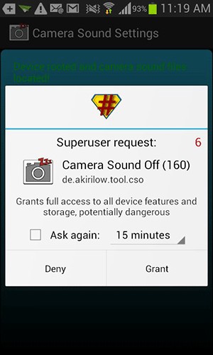 Androidでカメラのシャッター音を無効にする方法 