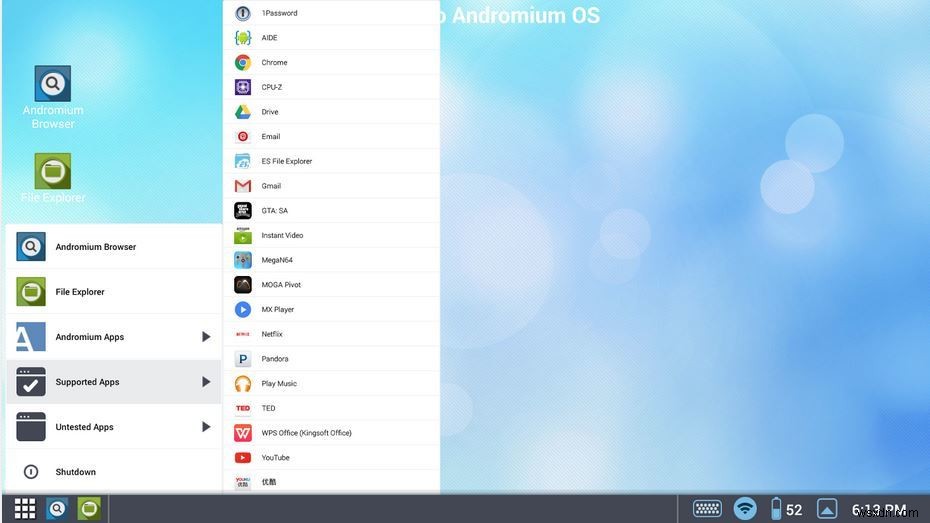 Andromium OS：Androidフォンを本格的なデスクトップに変える 