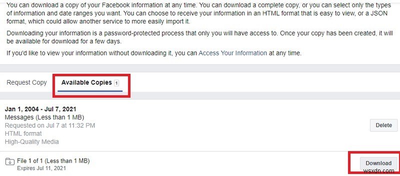 保管のためにFacebookのチャット履歴をダウンロードする方法 