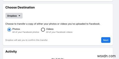 Facebookの写真をDropboxとGoogleの写真に転送する方法 