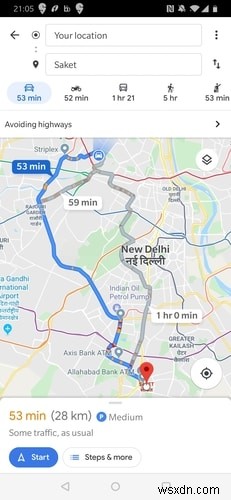 Googleマップでルートを変更する方法 