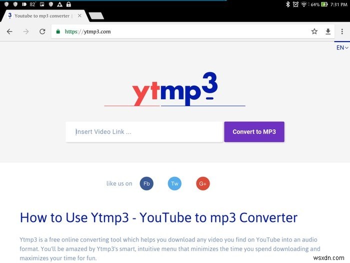 Ytmp3を使用してYouTubeビデオをMP3にすばやく変換する 