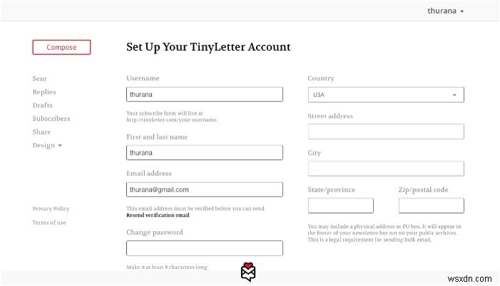 TinyLetterで無料のEメールサブスクリプションサービスを設定する方法 