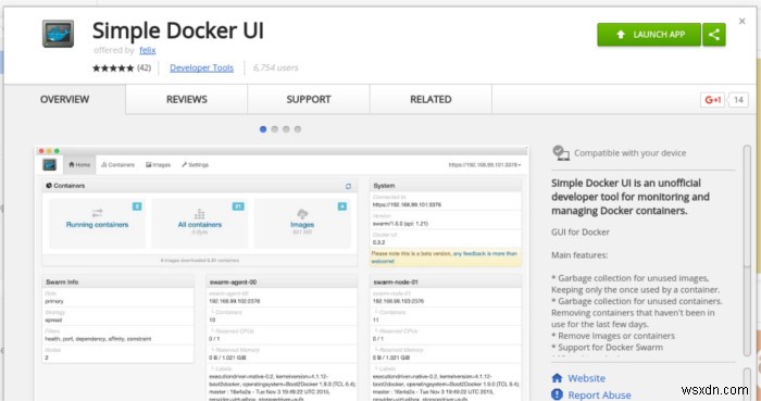 シンプルなDockerUIを使用してGoogleChromeでDockerイメージを管理する 