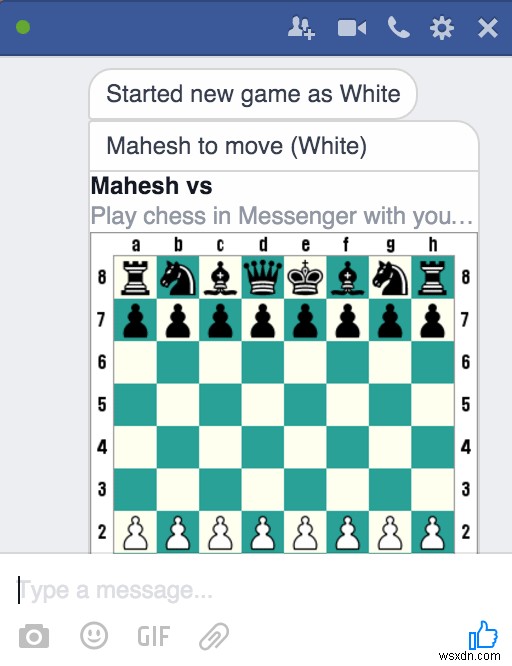 Facebookメッセンジャーで隠しチェスゲームを有効にする方法 