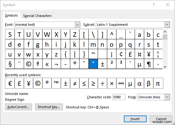 MicrosoftWordに度記号を挿入する方法 