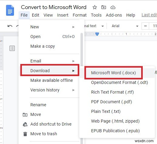 GoogleドキュメントをMicrosoftWord（およびその逆）に変換する方法 