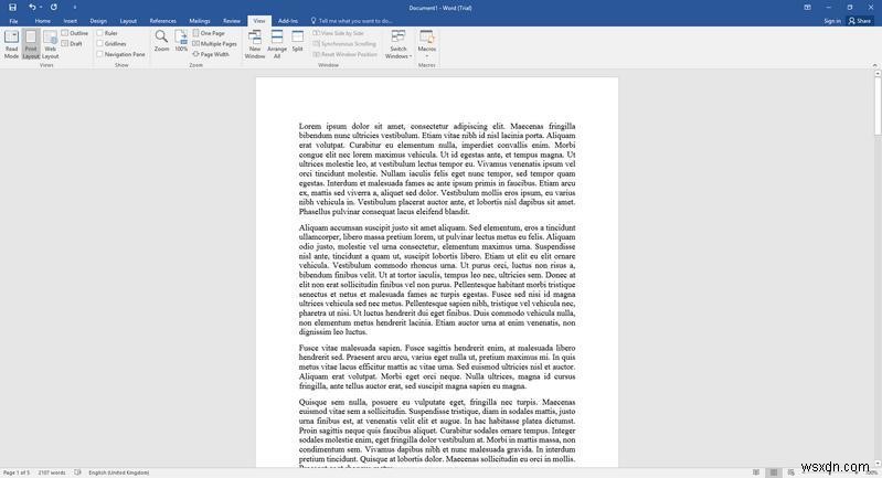 任意の解像度でMicrosoftWordに一度に1ページを表示する方法 