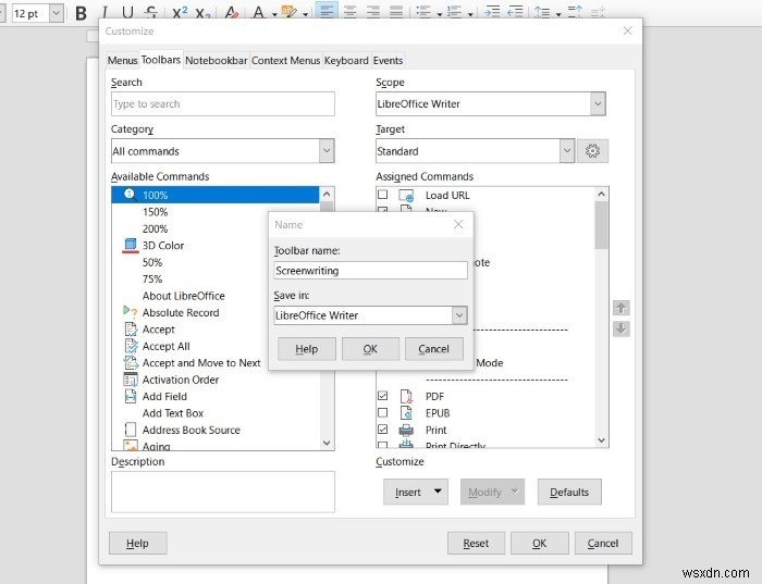 集中的な執筆のためにLibreOfficeで調整されたツールバーを作成する方法 