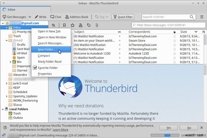 ThunderbirdでQuickFiltersを使用して受信トレイを整理する方法 