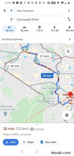 間違った方向に運転しているときにGoogleマップのアラートを取得する方法 