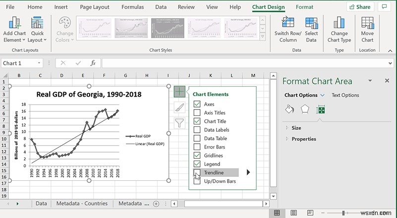 MicrosoftExcelにトレンドラインを挿入する方法 