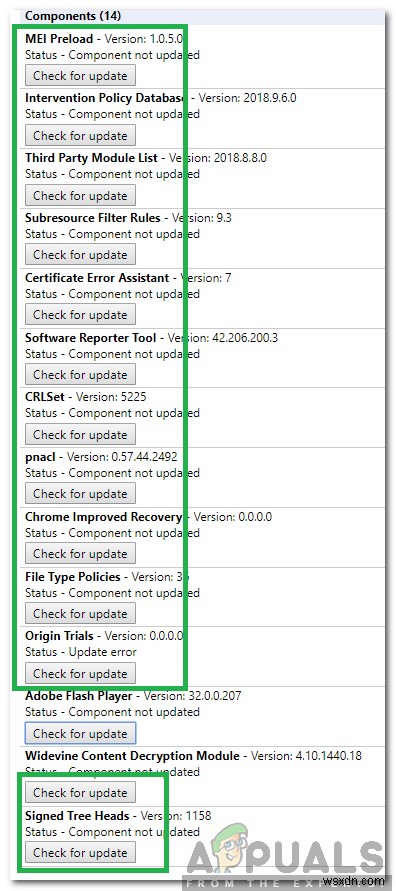 Chromeで「コンポーネントが更新されていません」エラーを修正する方法 