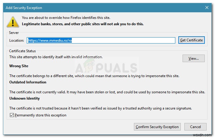 修正：SSL_ERROR_BAD_CERT_DOMAIN 