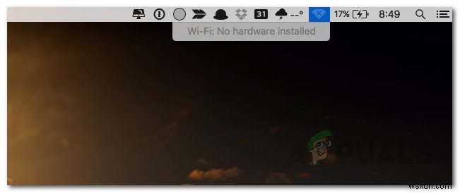 [修正]MacWiFi：ハードウェアがインストールされていません 