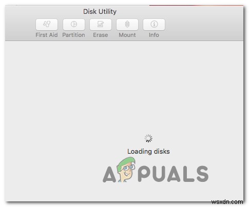 修正：MacOSでディスクユーティリティがロードされない 