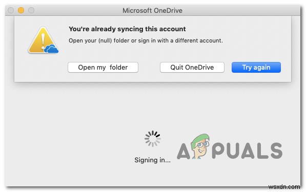 OneDriveforMacでこのアカウントを既に同期しています 