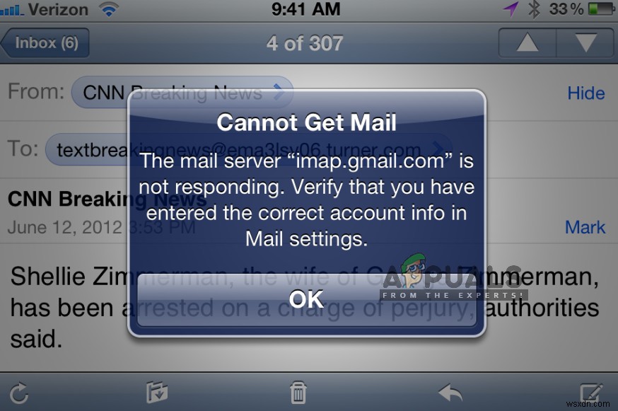 修正：imap.gmail.comがiPhone/iPadで応答しない 