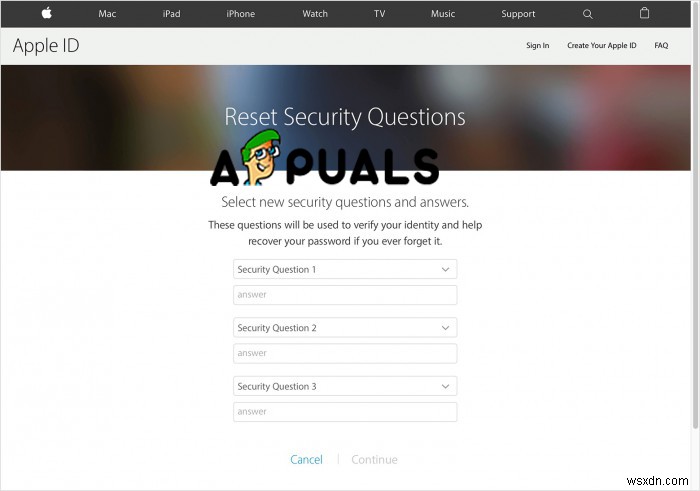 問題を修正する方法AppleIDのセキュリティの質問をリセットする 