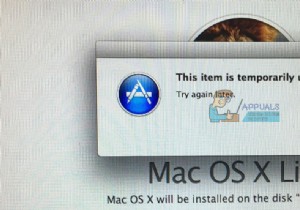 macOS・OS X再インストール時の「この項目は現在一時的に利用できません」エラーの対処法