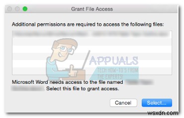 修正：MacOSでのOffice 2016GrantAccessエラー 